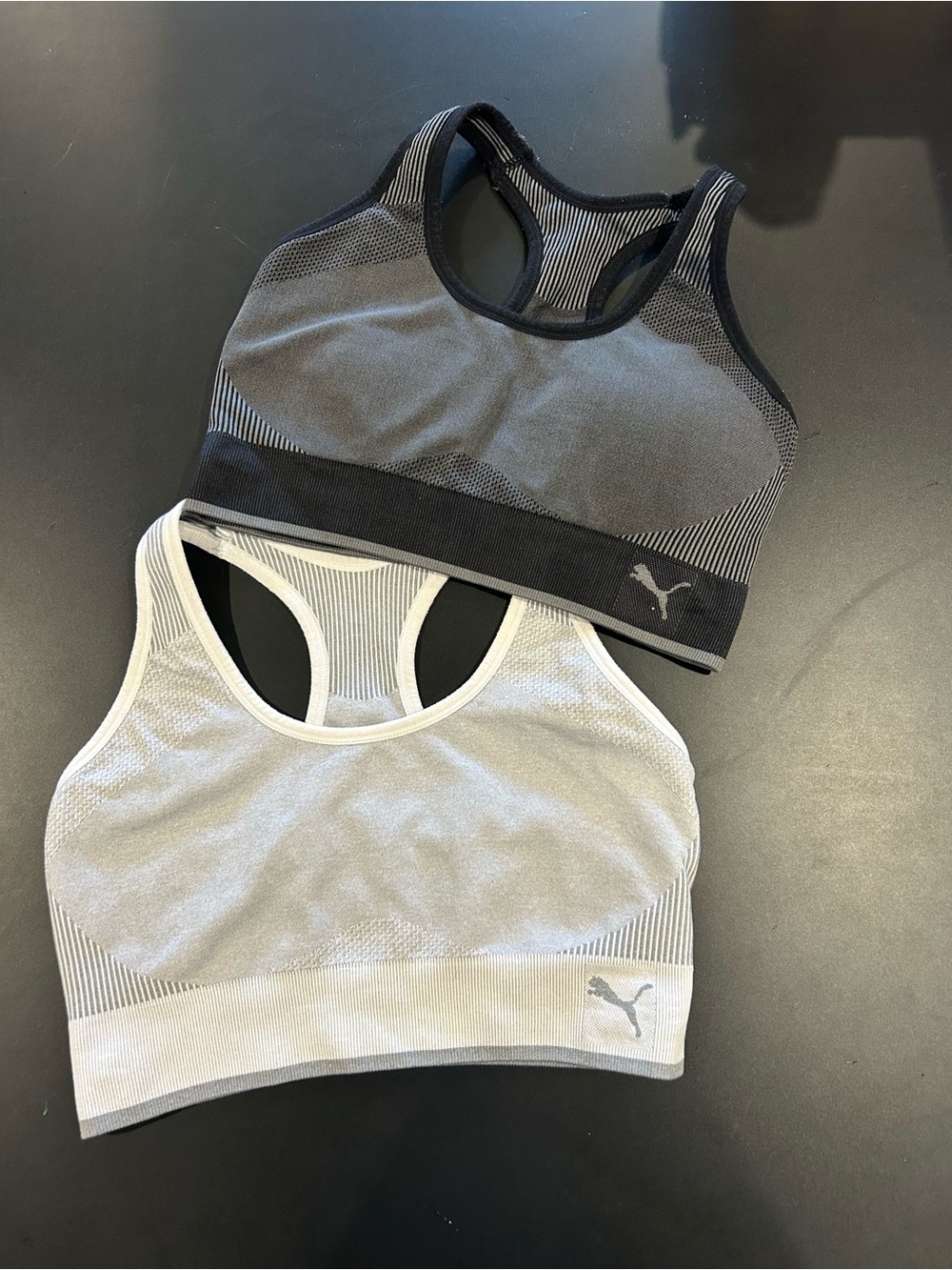 Puma Seamless Racerback Sports Bras - Black & Light Gray